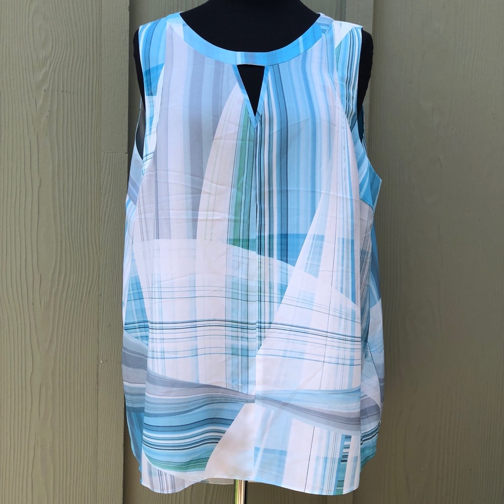 Blue and White Blouse